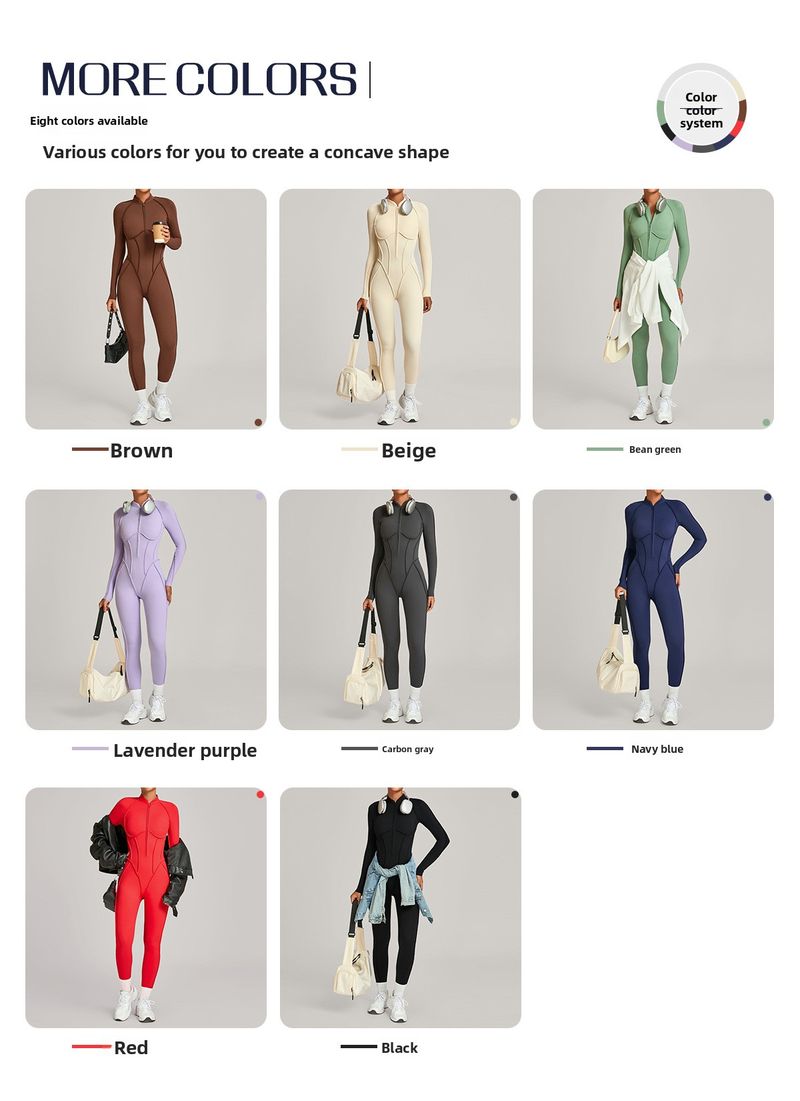 European And American Winter Stand Collar Jumpsuit Half Zipper One-piece Fitness For Women High-intensity Exercise Yoga_voghion.com