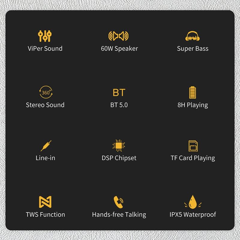 Głośnik bezprzewodowy Bluetooth X8 60W, zewnętrzny subwoofer, obsługa karty TWS i TF (niebieski)_voghion.com