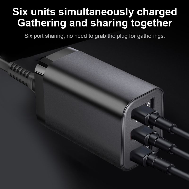 USB C 200W 6-Port Charging Fast Gan Charger Power Adapter For IPhone 14/13/12 Series, Samsung Galaxy S23/S22/S21_voghion.com