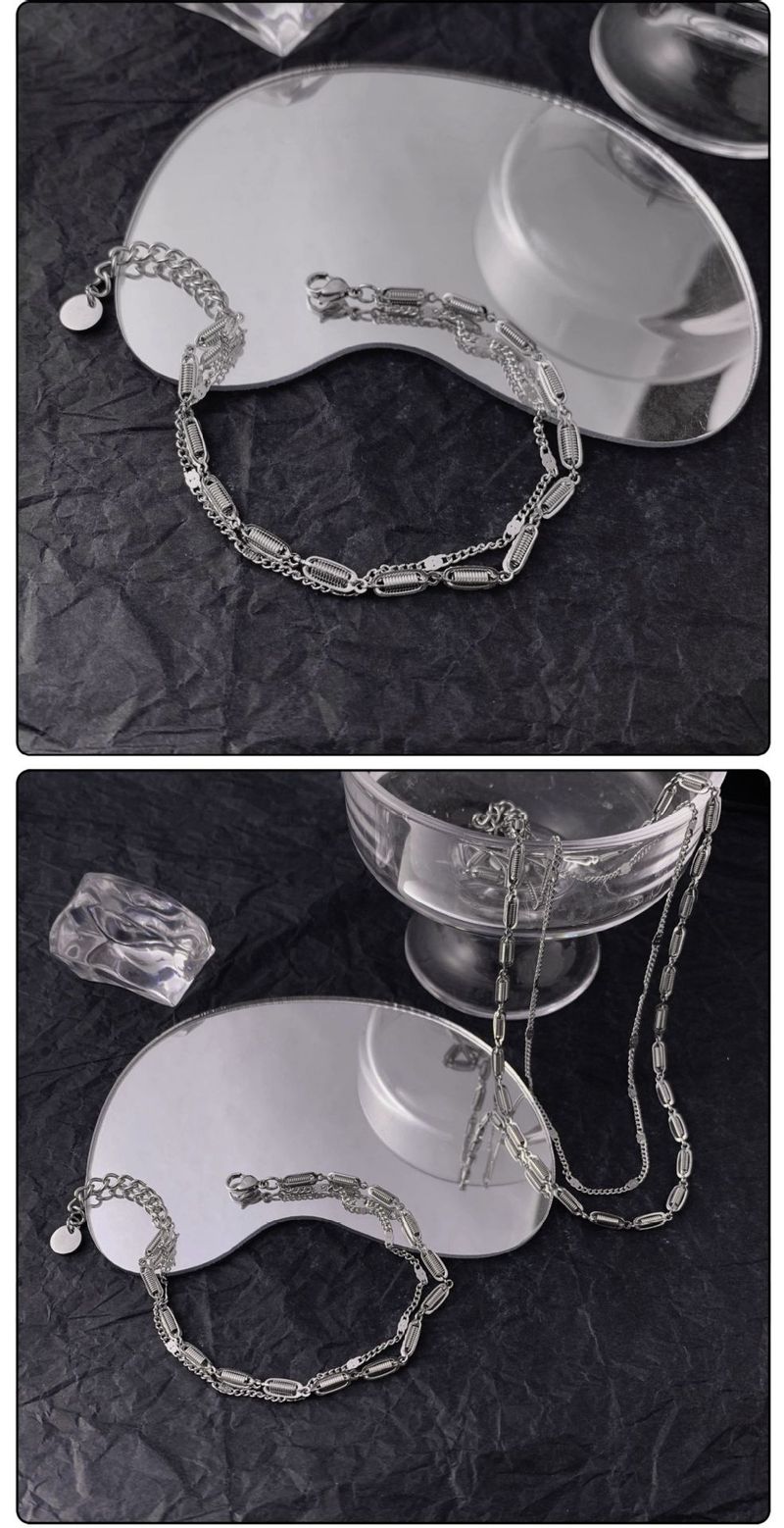 Simple And Versatile Double Layer Stacked Titanium Steel Bracelet For Women In Summer, Light , Ins, Men's Trendy Hip Hop_voghion.com