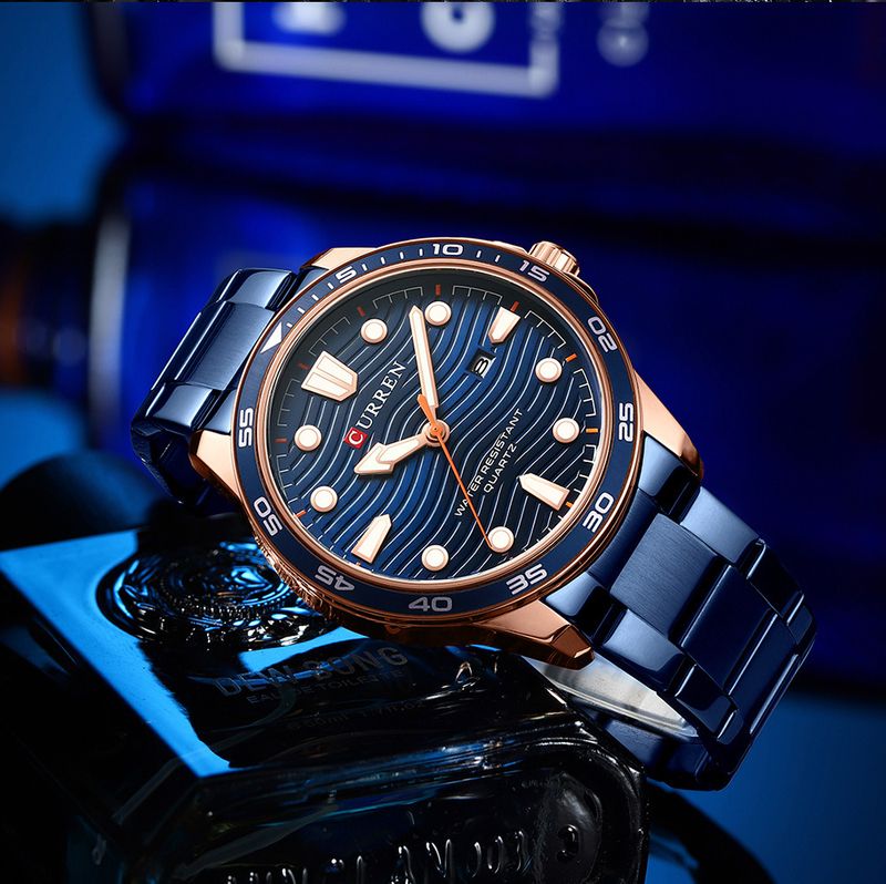 Lässige, wasserdichte Quarzuhr für Herren mit Datumsfunktion, rundem, großem Zifferblatt, Edelstahlarmband, Mineralglas, modische Armbanduhr für den Alltag_voghion.com