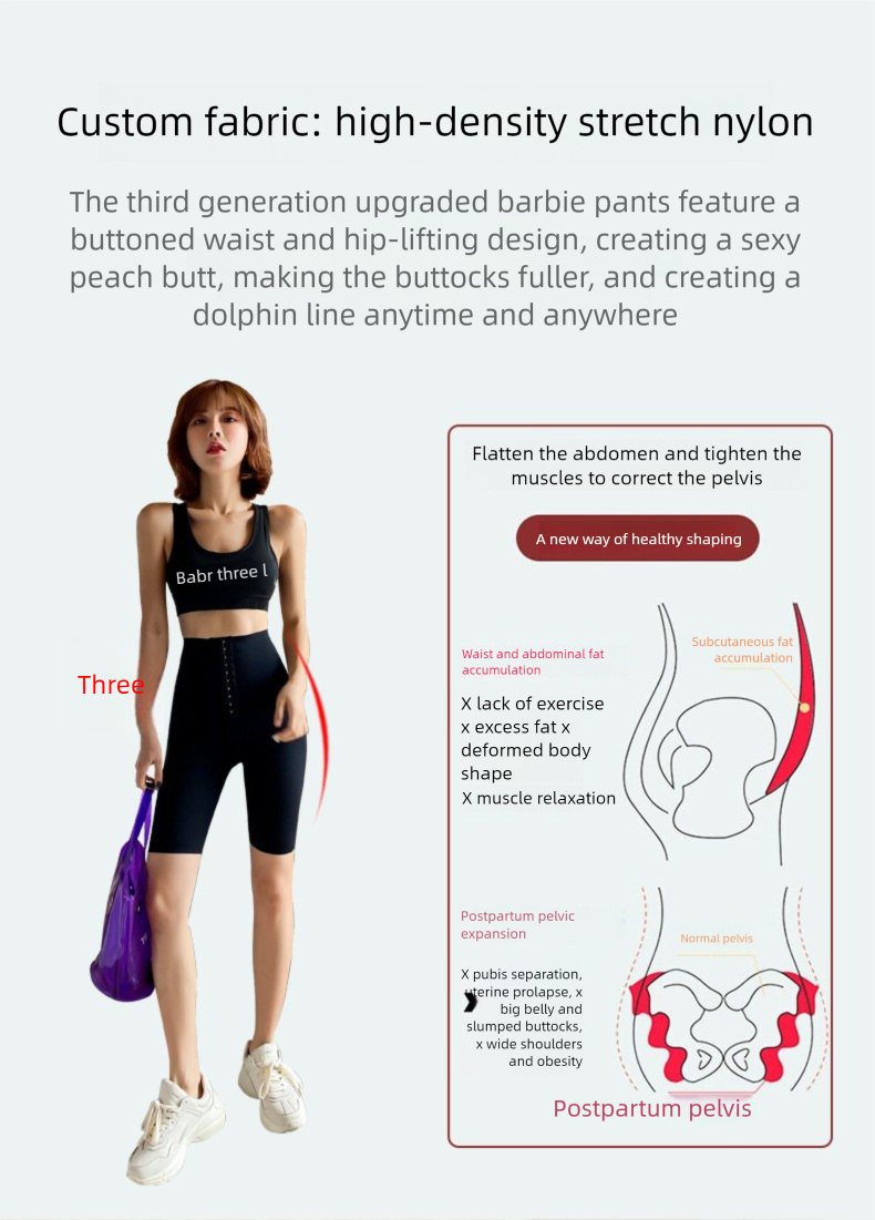 Gainant ventre plat à cinq points avec fermeture boutonnée, pantalon de yoga à trois points et dix boutons, soutien-gorge push-up pour femme_voghion.com