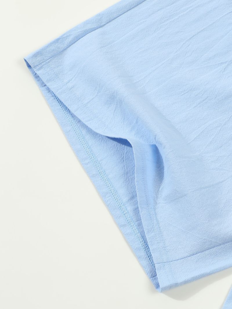 Pantaloncini estivi da uomo in cotone e lino, casual americani, larghi e dritti, con bottoni_voghion.com