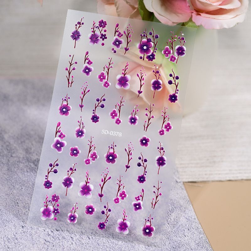 Decalcomanie per unghie con rose in rilievo 5D e fiori colorati - Decorazione per nail art stereo 3D per ragazze_voghion.com