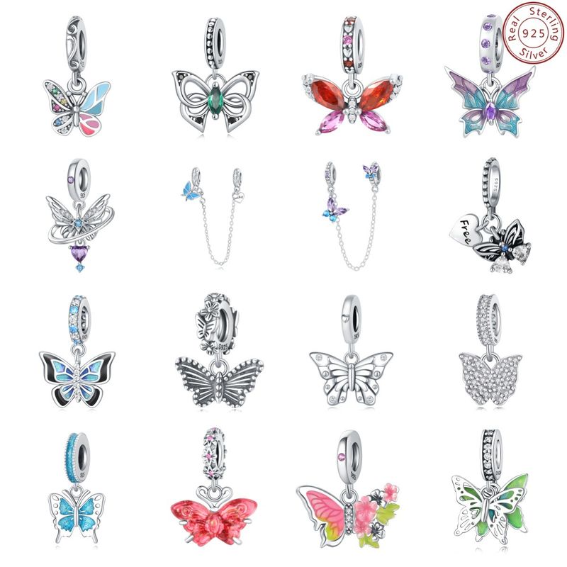 Gioielli da donna in argento sterling 925 con perline, di alta qualità, a forma di farfalla, fai da te, accessori per gioielli, pendenti_voghion.com