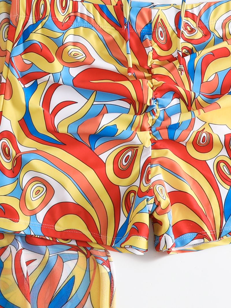 kvinders delt tredelt sæt højtaljet langærmet bluse internet berømthed snøre outfit_voghion.com