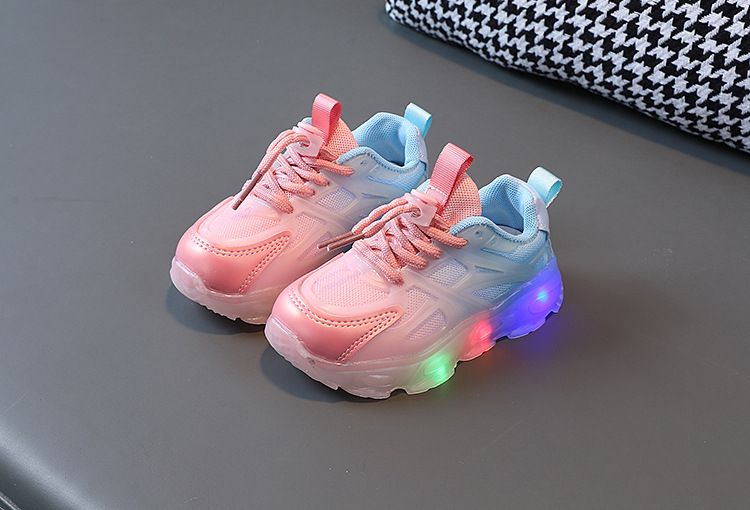 Trampki dla dziewcząt i dzieci z podświetleniem LED, buty z siateczki gradientowej dla chłopców_voghion.com