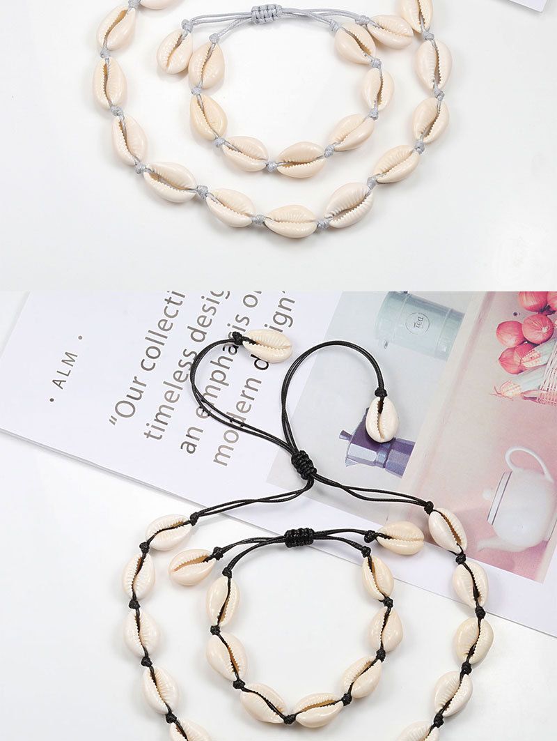 Hawaiian style woven jewelry set shell necklace handmade bracelet clavicle chain anklet bracelet beach spot_voghion.com