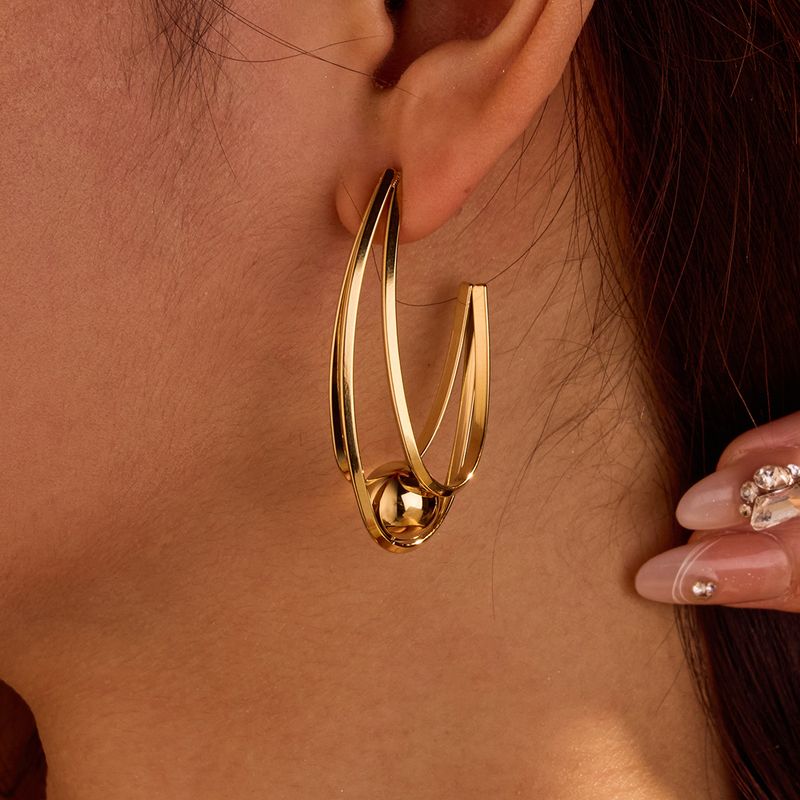 New Glossy Hollow Stainless Steel Earrings Ball Love Pendant Retro High End Titanium Steel Earrings_voghion.com