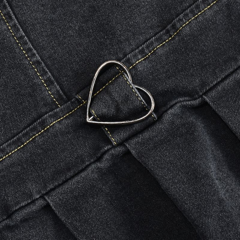 Stretch-Jeanskleid für Damen – Sexy Korsett-Oberteil mit V-Ausschnitt und gerüschtem Saum, figurbetontes Minikleid im französischen Stil_voghion.com