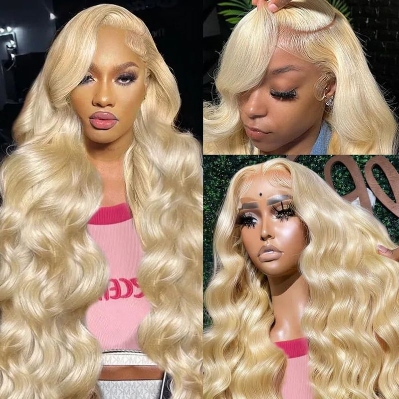 Synthetic Clip-in Wigs Ladies 13*4 Hand Woven Front Lace Chemical Fiber Headpiece Golden Big Wave Long Curly Hair_voghion.com