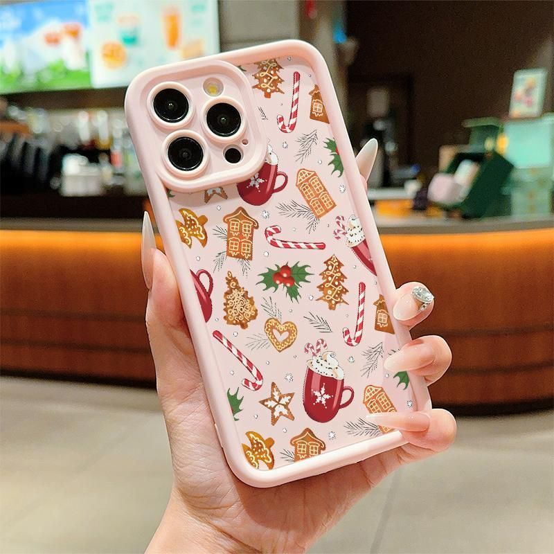 Cute Christmas Themed Pattern Phone Case Anti-drop Decorative Phone Protector Cover Phone Accessories Compatible With IPhone 11 12 13 14 15 16 Pro Max_voghion.com