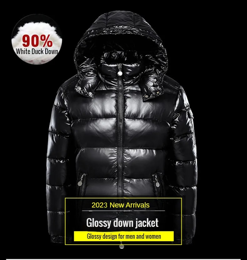 Herren Daunen Jacke Weiße Enten Haube Warm Glänzende Männer Glänzend Schwarz Rot Gepolstert Flauschigen Mantel Mann Winter Puffer Frauen_voghion.com