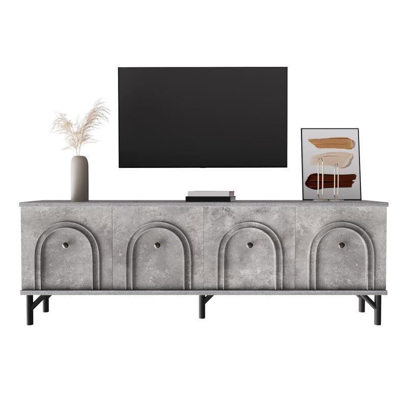Modernes 4-türiges TV-Board In Grau, 160 Cm, Con Soft-Close-Scharnieren, Für Wohnzimmer_voghion.com