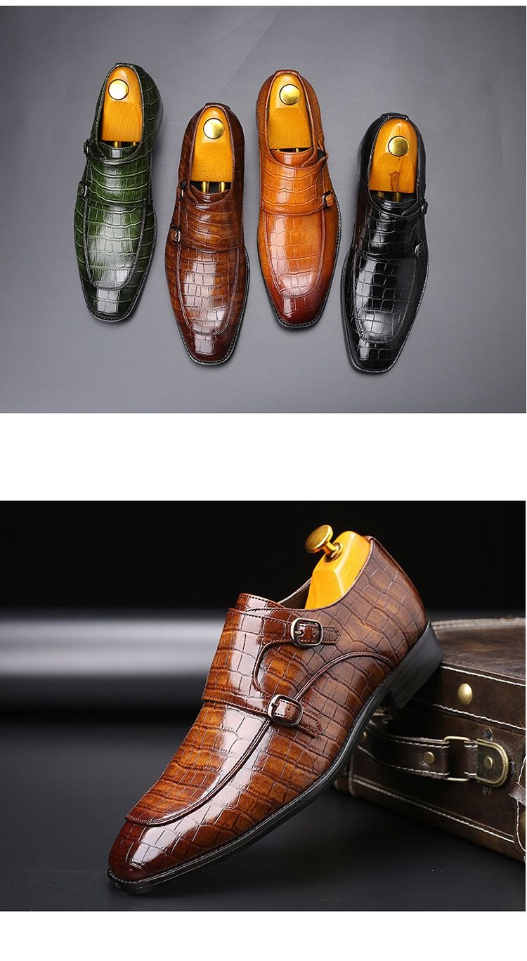 Voyage 2023 Spring New Business Pointed Crocodile Pattern Leather Side Buckle Casual Men's Shoes Dropshipping_voghion.com