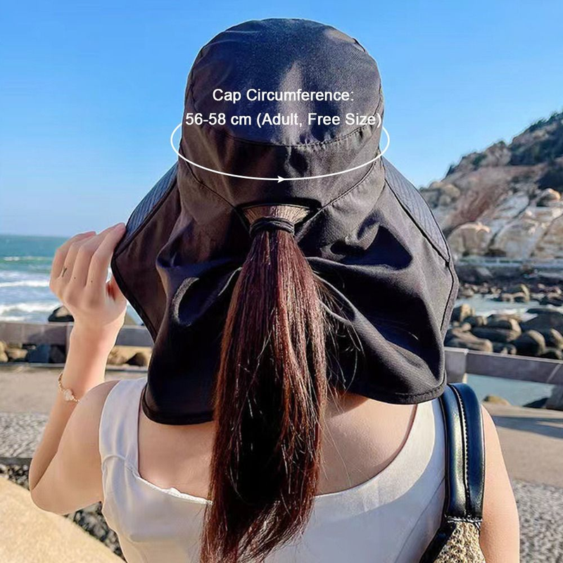 Womens Summer Flap Cover Cap Cotton UPF 50+ Sun Shade Hat Outdoor Fishing Hiking UV Anti Neck Protection Shawl Visor Cap_voghion.com