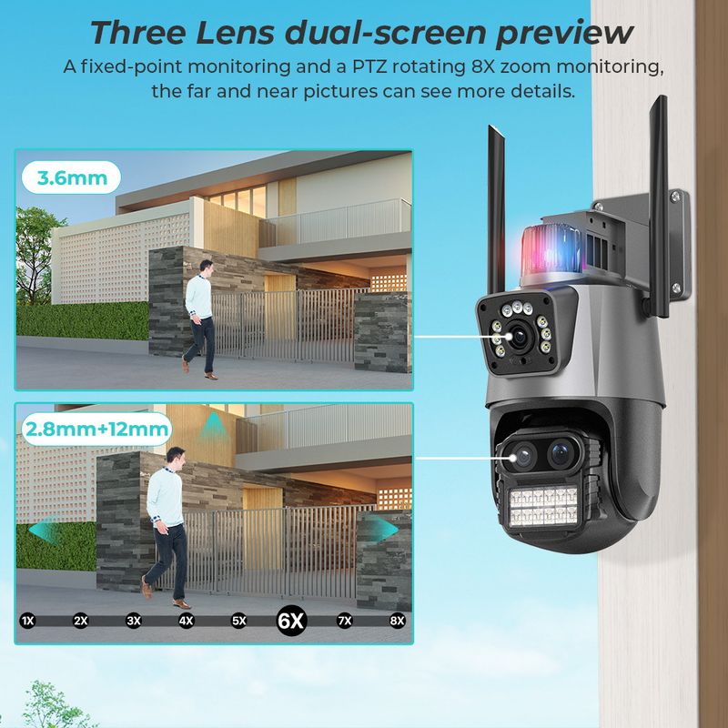 XiongMai Dual-Lens 9MP PTZ Security Camera - 360° Outdoor WiFi Monitoring, ICSEE Cloud Support, Night Vision_voghion.com