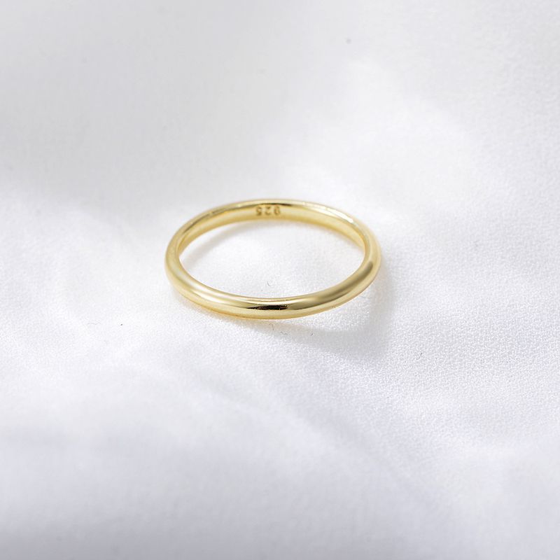 Damenschmuck Schlichter Ring Sterlingsilber plattiert mit 14 Karat Gold Ins Nische Minimalistischer leichter Luxus Dünner Schwanzring Glatter Zeigefingerring_voghion.com