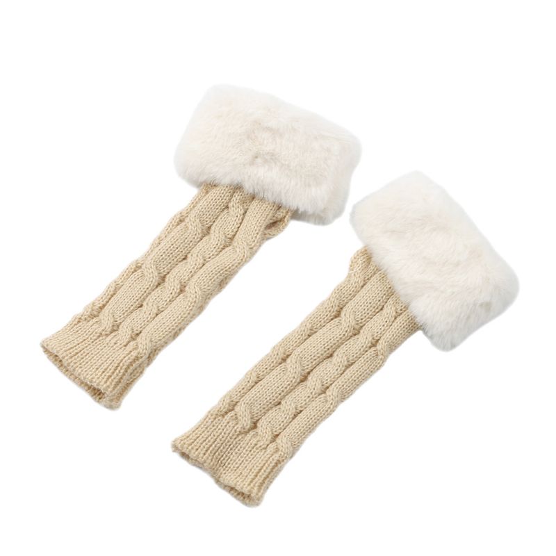 Women's Fingerless Velvet Gloves - Knitted 8-Shaped Twisted Design, Warm & Soft Wool For Autumn & Winter (Short Turn-Up Cuff, Stylish & Cozy)_voghion.com