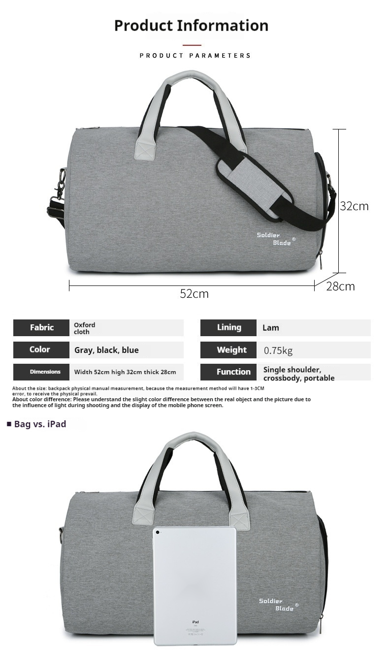 Borsa da viaggio multifunzionale per uomo, portatile, impermeabile, con separazione asciutta e bagnata, borsa a tracolla con una spalla_voghion.com