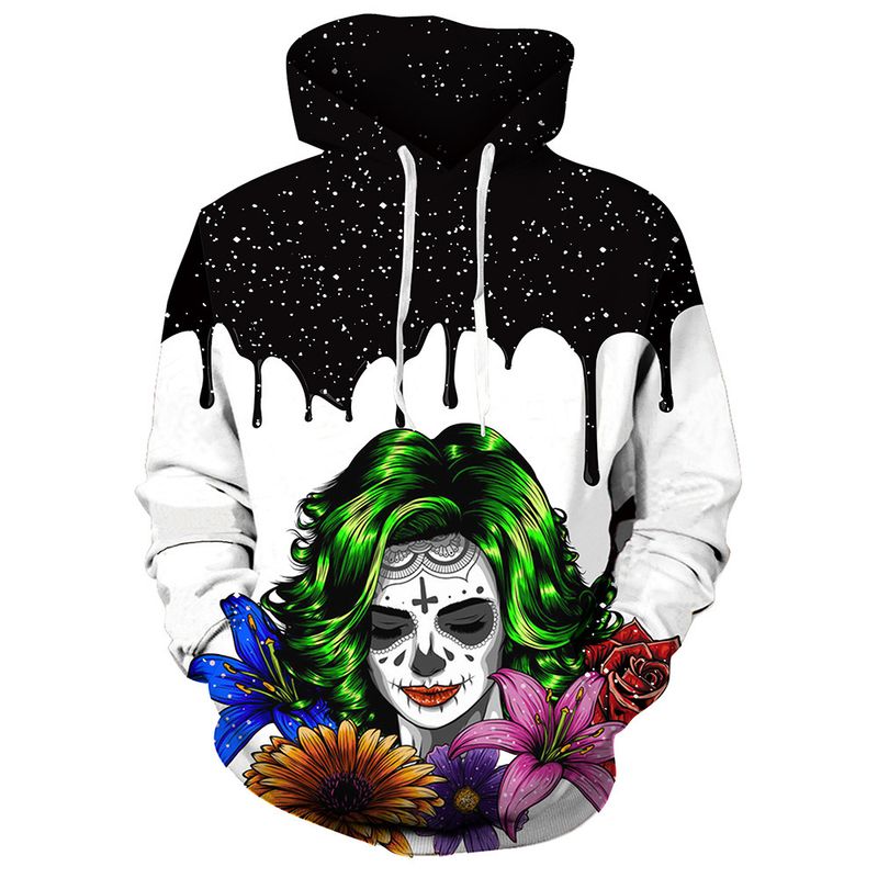 Heißer 3D-Digitaldruck Langarm-Halloween-Hoodie für Herren mit Horror-Totenkopf_voghion.com