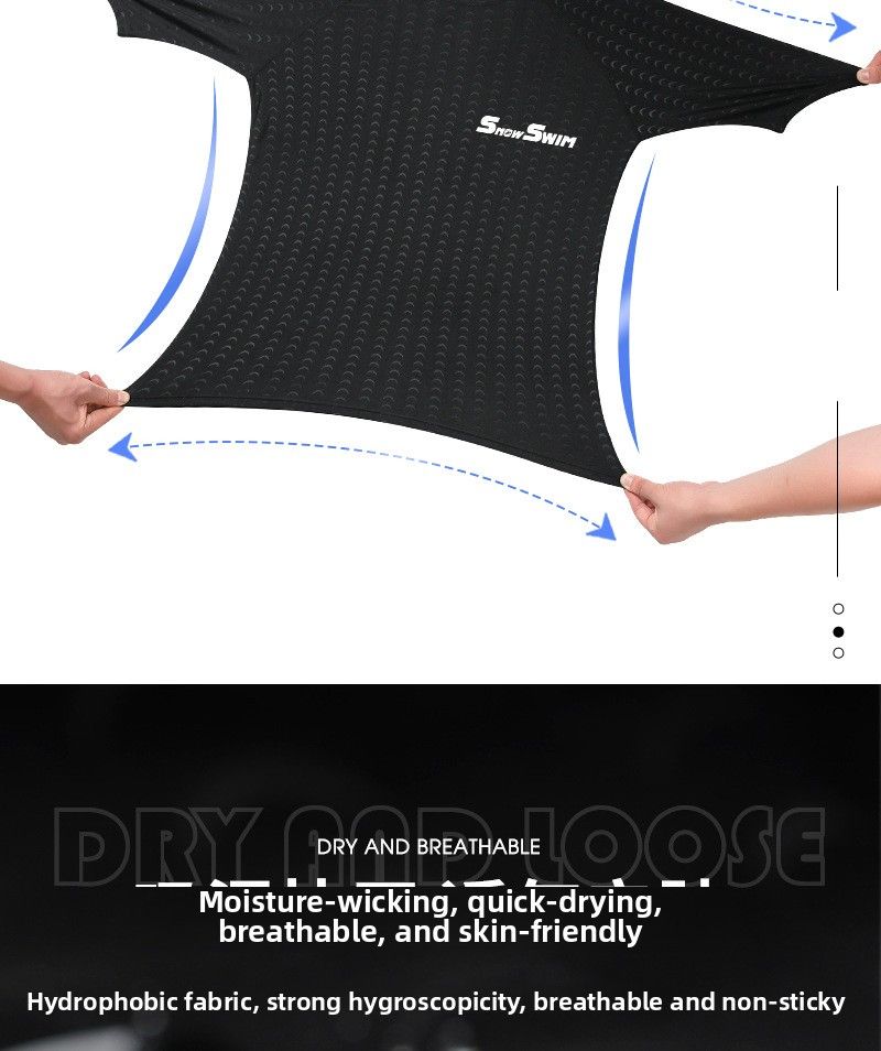 Men's Shark Skin Polyester Swimwear Swim Trunks Five-Point Shorts Quick-Dry Anti-Embarrassment Loose Fit Plus_voghion.com