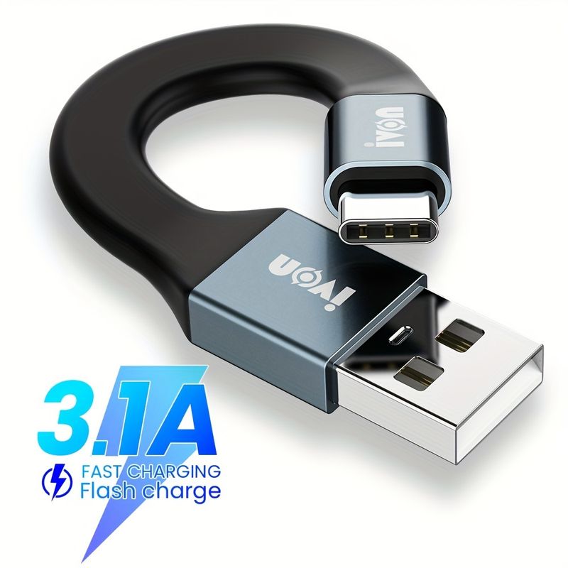 Design compact și convenabil al cablului scurt, cu conector reversibil de tip C - Compatibilitate universală cu dispozitivele Samsung, Xiaomi și Honor_voghion.com