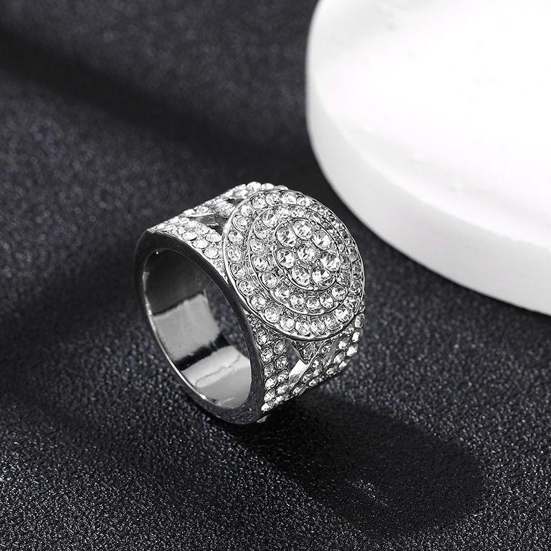 Full Diamond Cuban High End Trendy Fashion Men's Zircon Ring, Ring_voghion.com