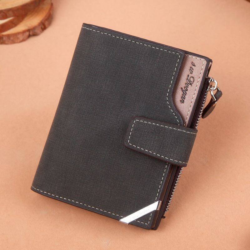 Hengsheng - Nueva cartera corta para hombre, estilo moderno, con múltiples ranuras para tarjetas, gran capacidad, mate, suave, con clip para billetes_voghion.com