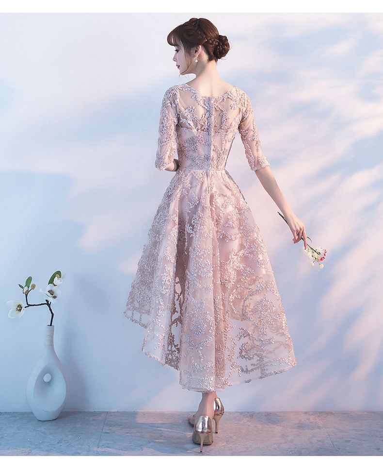 Elegant Princess Lace Dress - A-Line Formal Evening Gown With Long Sleeves, High Waist, Corset Back For Banquet, Wedding Guest, Party ( S-XXXL)_voghion.com