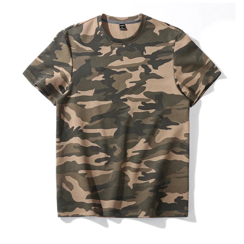T-shirt mimetica estiva ad asciugatura rapida da uomo Outdoor Casual allentato manica corta O-Collo allenamento militare top Tees uomo Tee Shirt_voghion.com