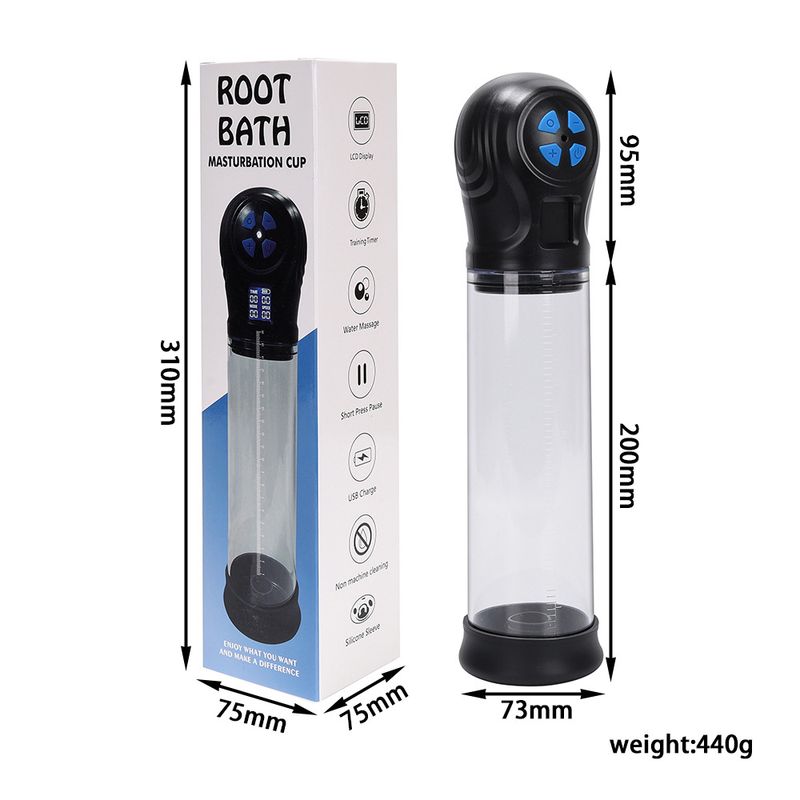 Men's Fully Automatic Aircraft Cup Penis Stretching JJ Trainer Erection Device Physical Hydrotherapy LCD Enlarger_voghion.com