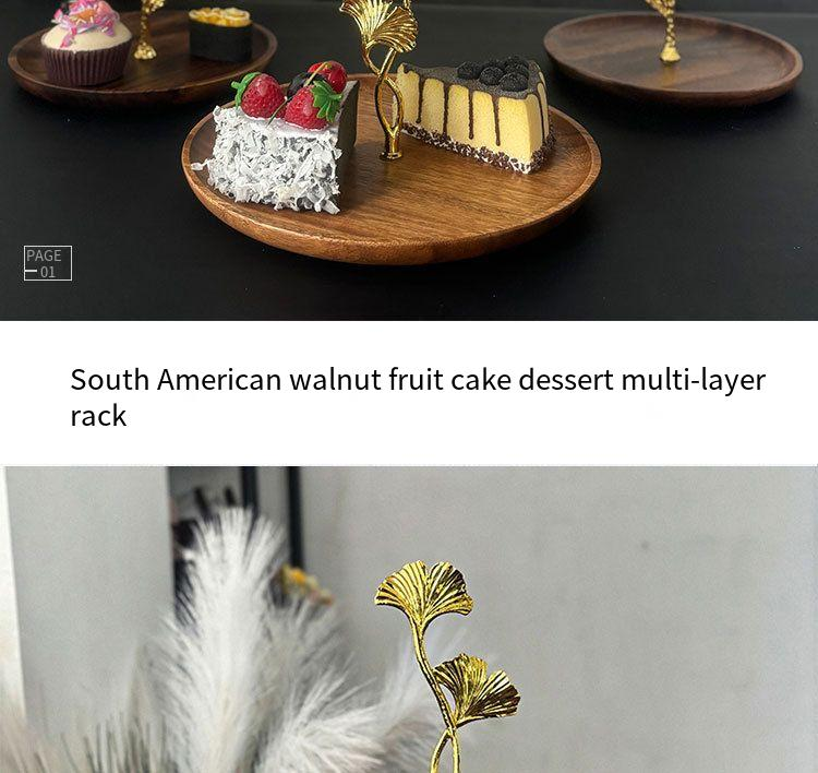 Walnut Solid Wood Double Dried Fruit Tea Cake Tray Dessert Table Multi Layer Rack_voghion.com