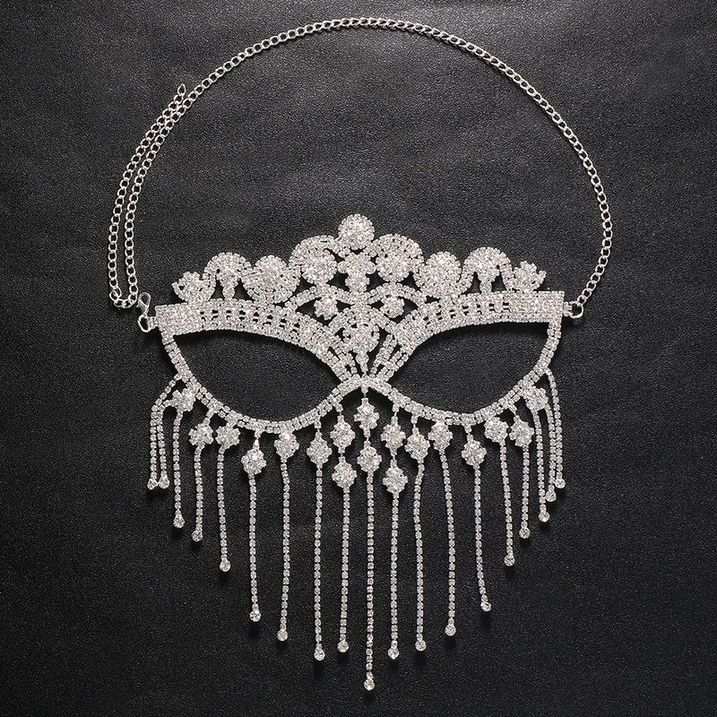 Maschera da trucco alla moda con nappa di strass INS, accessorio per capelli con diamanti esagerati, da donna_voghion.com