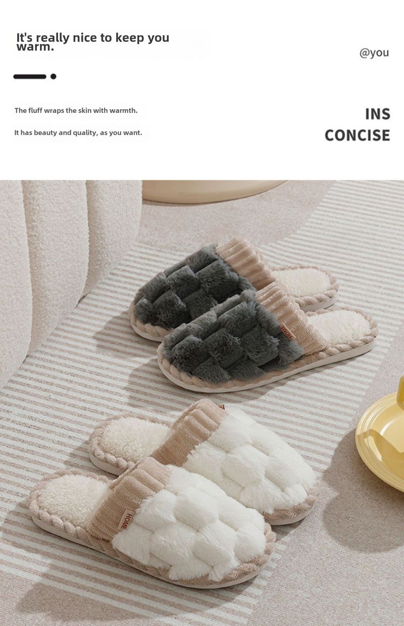 Ciabatte da donna invernali per interni e per la casa, per saloni di bellezza, per coppie, calde e soffici, in cotone, con tacco a spillo, per uomini Yuezi_voghion.com