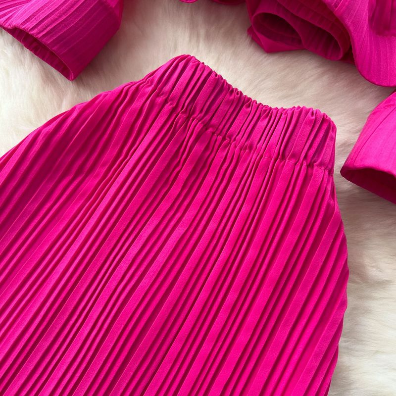 Abito da donna in maglia jacquard retrò, abito da donna in due pezzi con gilet senza maniche e gonna di media lunghezza_voghion.com