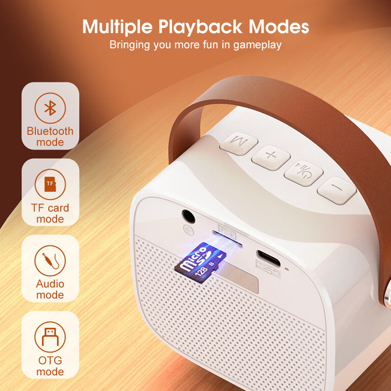 Mini Born KTV Home Wireless Bluetooth Mini Karaokê Microfone doméstico Áudio Microfone integrado Alto-falante universal para canto com microfone duplo_voghion.com