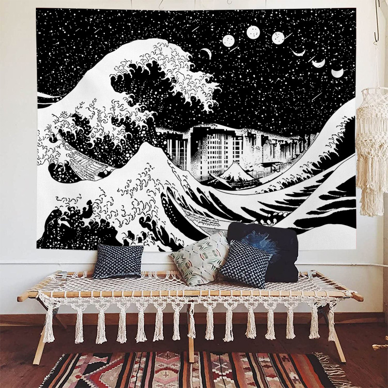 Tela colgante de ondas, tela de pared de árbol de Navidad, tela colgante, tela de fondo, tela de fondo nórdico de gran tamaño, tela para dormitorio_voghion.com