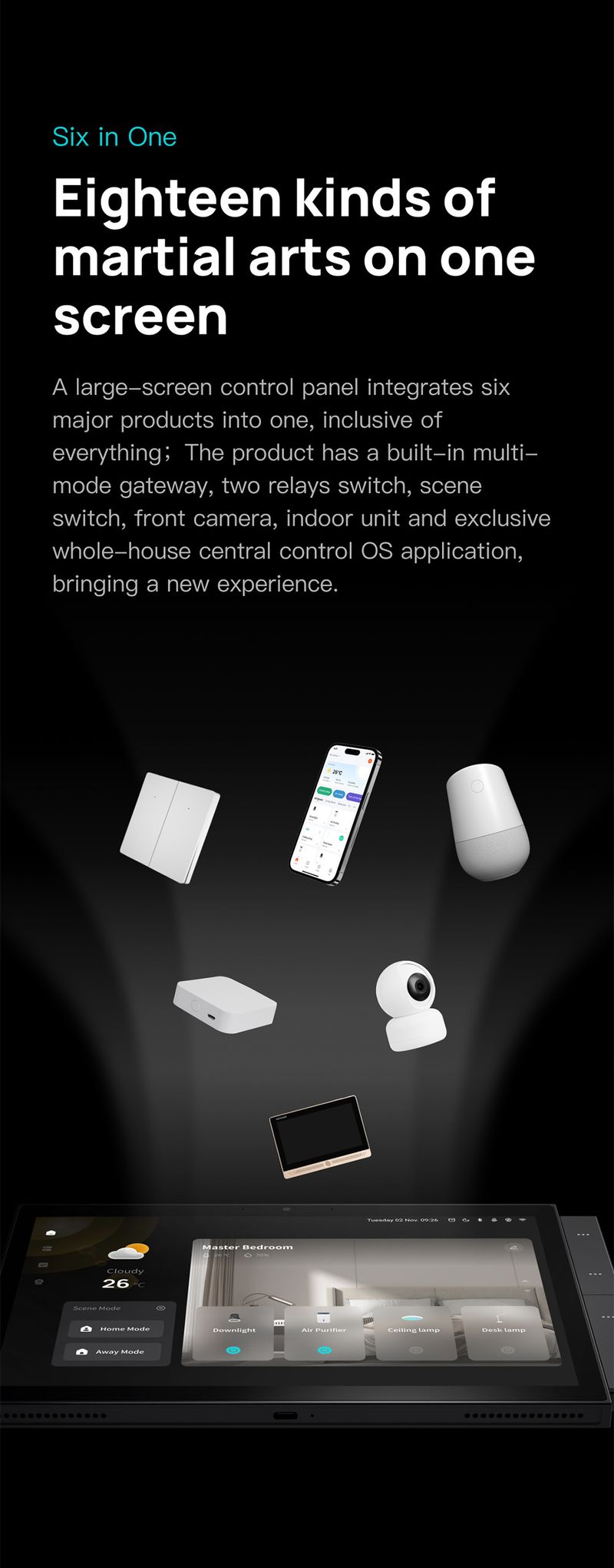 10 İnç Çok Fonksiyonlu Merkezi Kontrol Ekranı Zigbee Gateway Wi Fi Mesh'i Destekler Android Sistemi Çoklu Dilleri Destekler_voghion.com