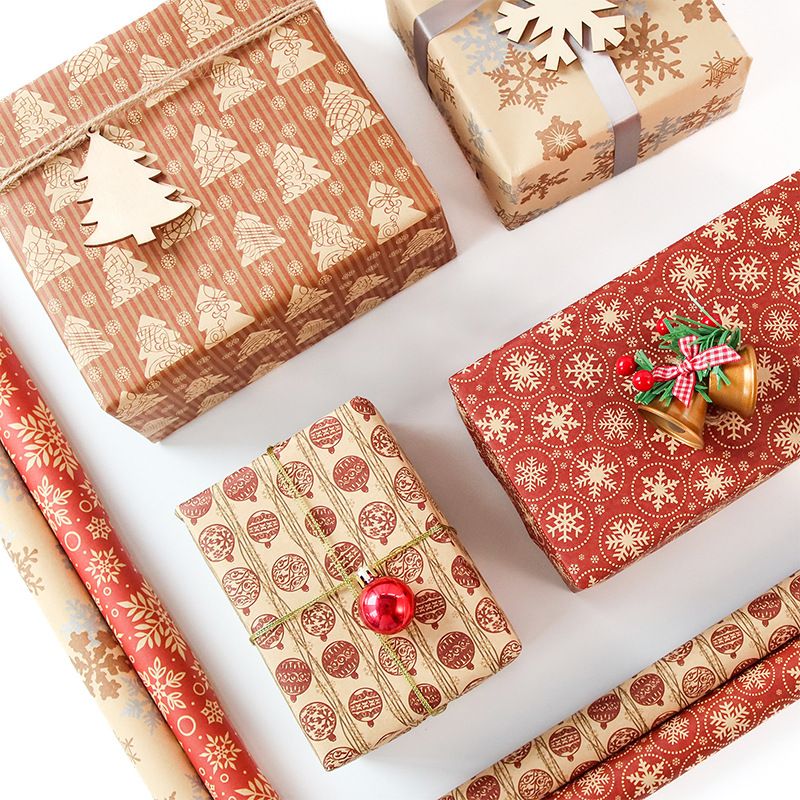 Lillian New Color Printed Christmas Holiday Gift Box Premium Kraft Wrapping Paper_voghion.com