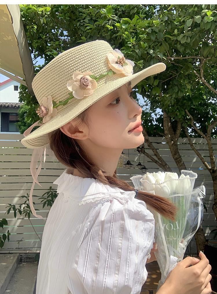 Cappello estivo con protezione solare, cappello da spiaggia, cappello di paglia intrecciato_voghion.com