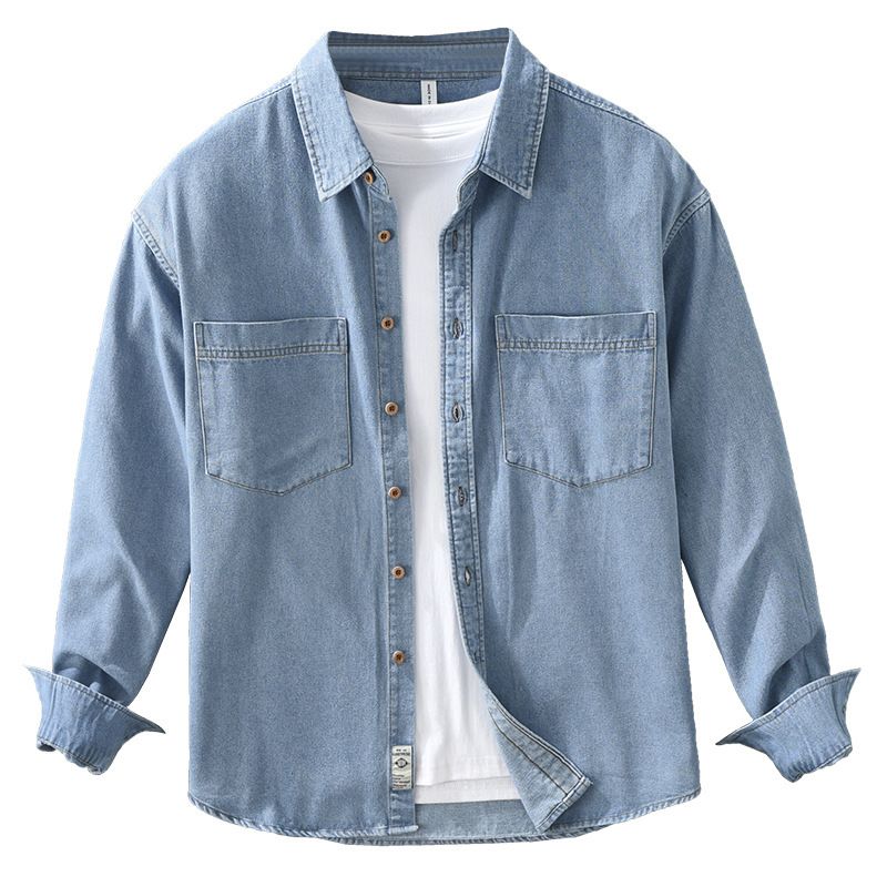 Retro Denim Langarmhemd Jacke Lässig Vielseitig Künstlerisch Lose Top Herrenbekleidung_voghion.com