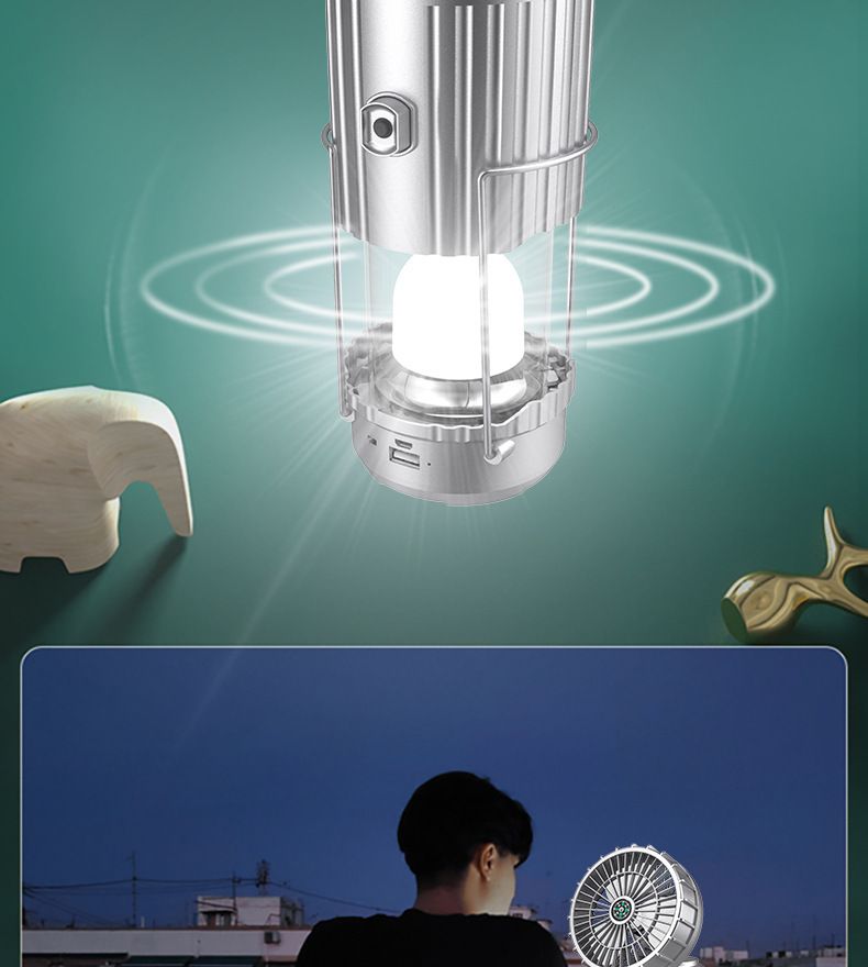 Bärbar solcellsfläkt för utomhusbruk, campinglampa, litiumbatteri för häst_voghion.com