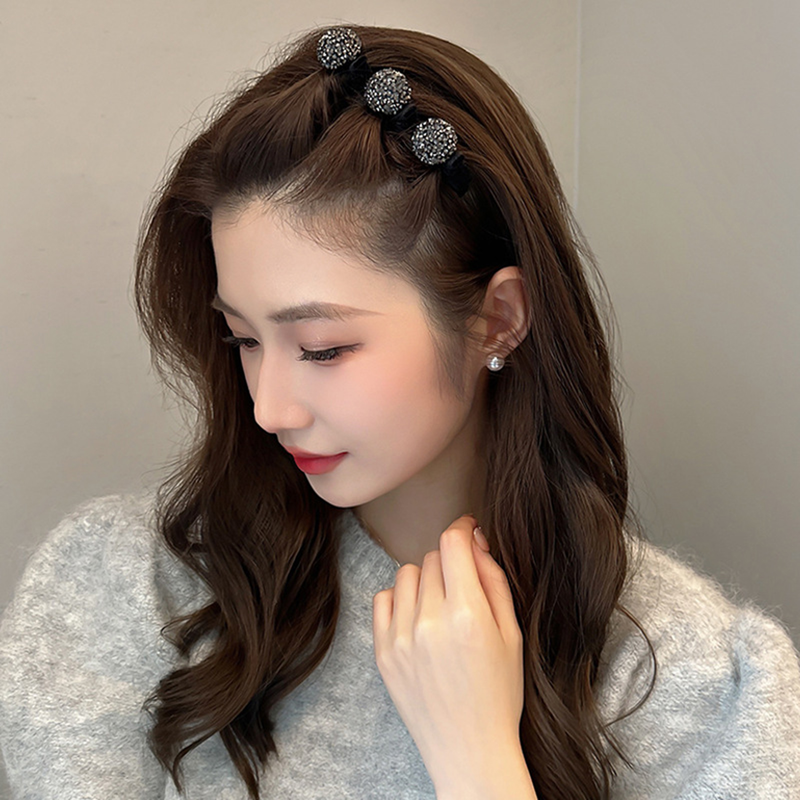 XinWq Rhinestone Heart Decor Elegantne juuksenõel Lint kahekihiline juuksenõel juukseklambrid juukseaksessuaarid_voghion.com