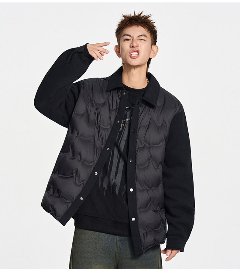 Leichte Gänsedaunenjacke für Herren – 750FP Premium Fill, Slim Fit Freizeitmantel für den urbanen Winter (-5 °C), Wendekragen (Schwarz/Anthrazit/Khaki)_voghion.com