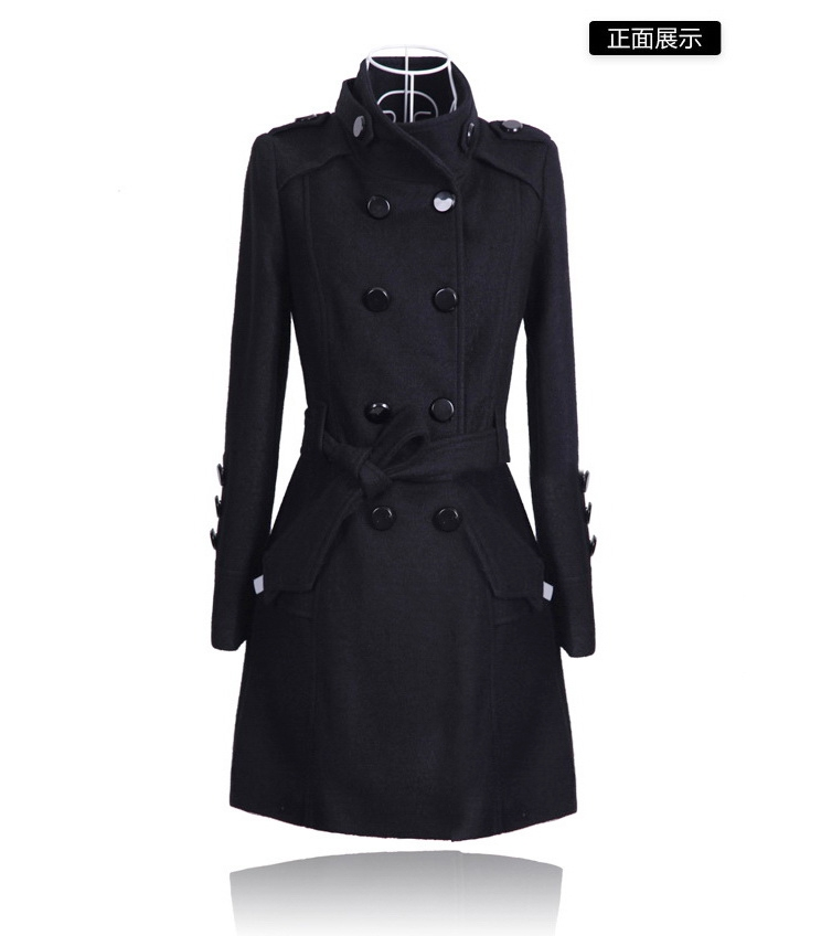 Women's slim long double-sided woolen coat trench coat_voghion.com