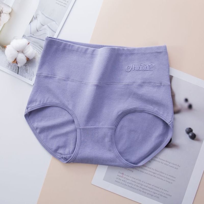 2025e Women's High Waist Plus Size Underwear Tummy Control Triangle Panties For Girls Fat MM Printed Cotton Crotch_voghion.com
