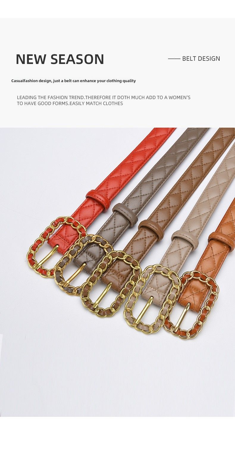 Leather women's belt with casual belt Women's leather two-layer cowhide belt Fine belt_voghion.com