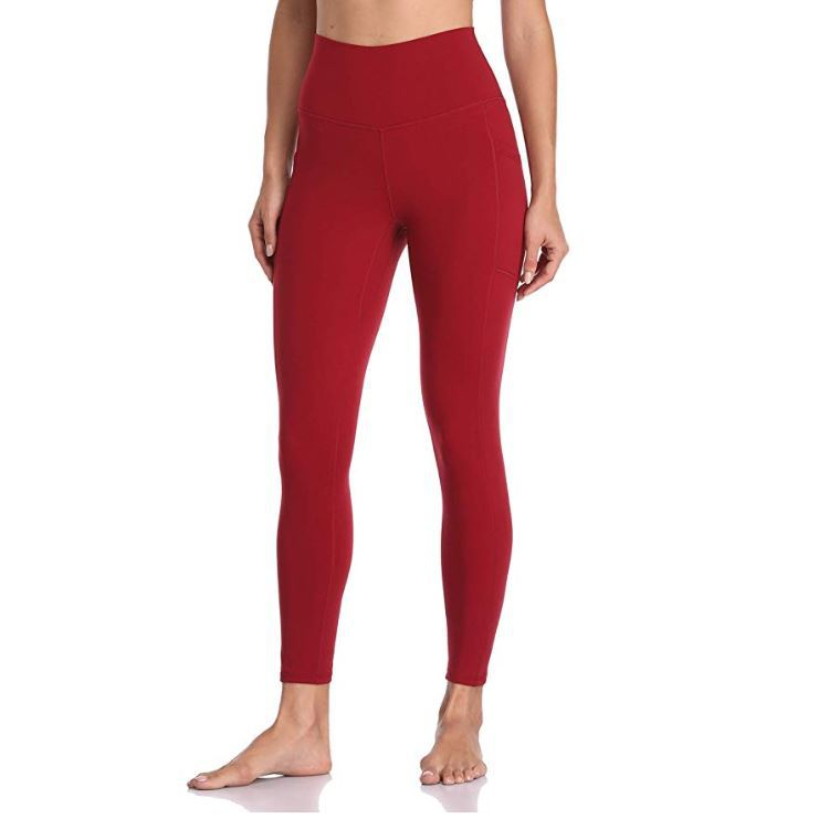Taille haute repliée dans la poche, coupe ajustée pour soulever les hanches, haute élasticité, repliée dans le legging pour femme pêche._voghion.com