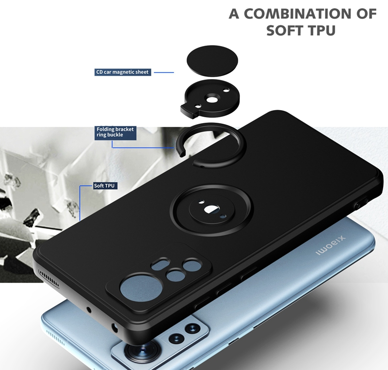 Etui z płynnego silikonu do Xiaomi Mi 12 12S Pro 11 Lite 5G NE Pokrywa Pierścień z uchwytem Etui na telefon do Xiaomi Mi 10S 10T Lite 11T_voghion.com